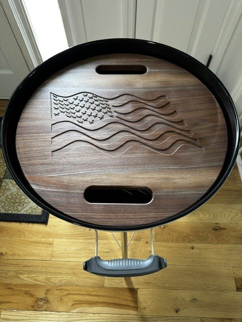 Custom Walnut Weber Kettle Board - Image 4