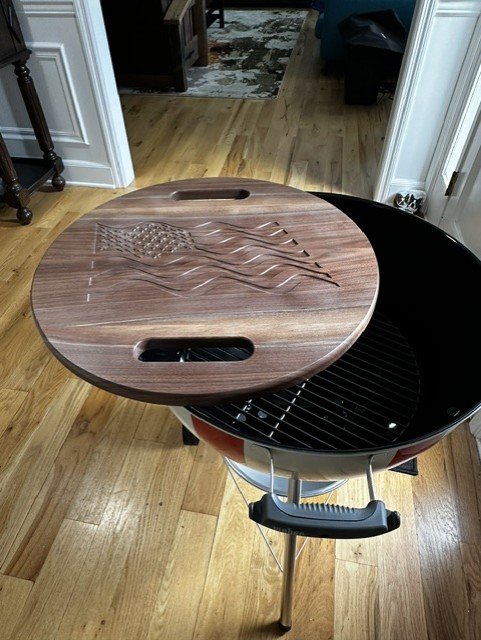 Custom Walnut Weber Kettle Board - Image 7